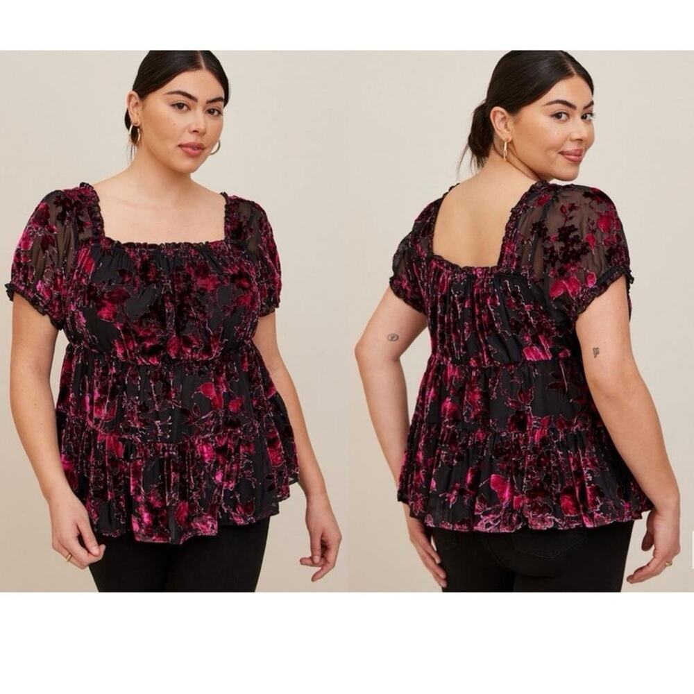 Torrid Babydoll Velvet Tiered Top size 1X
